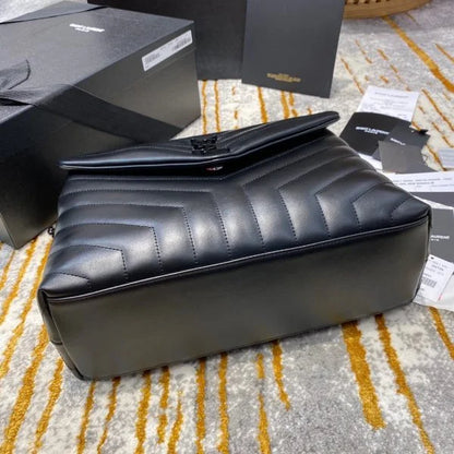 YSL Loulou Small in Matelass茅 鈥淵鈥� Leather Bag Black Hardware