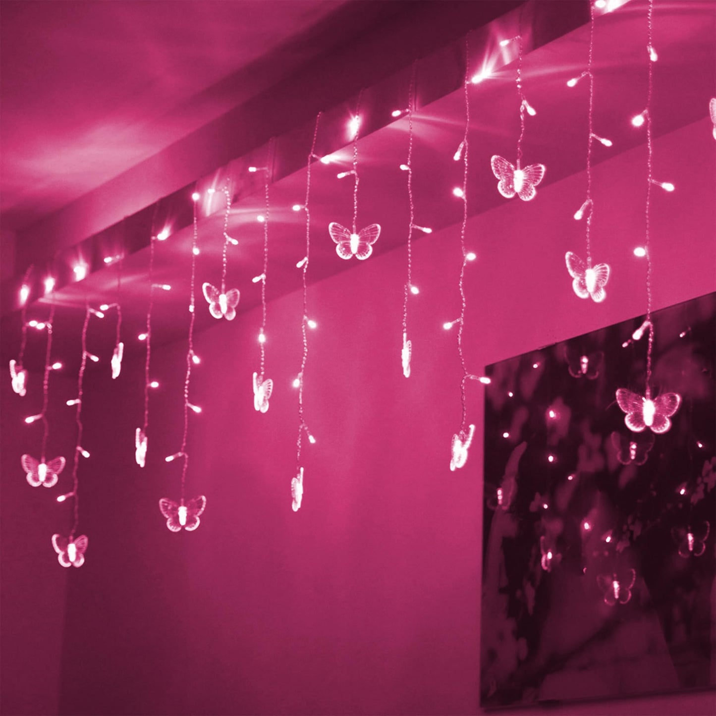Butterfly Curtain Lights, 4.9ft 48 LED USB Window Fairy Lights 10 Butterflies 8 Modes Firefly Twinkle Timer String Lights with Remote for Room Bedroom Wall Ceiling Party Wedding Christmas
