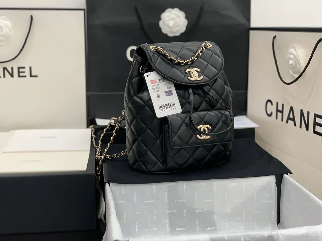 Chanel Duma Chain Backpack Gold/Grey Hardware
