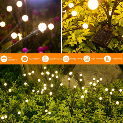 Solar Lights Outdoor(4 Pack,32 LEDs), ASMAD Solar Garden Lights, Outdoor Decorations, Firefly Light for Patio Decor, Big Bulb, Unique Gifts for Women, Gifts...