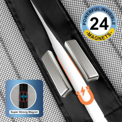 METAONLY Magnetic Screen Door Mesh, Works for Patio, Sliding Door, Keeps Bug Mosquito Out, Fresh Air Flow, Fits 36" x 80" Door - Curtain Size 38" x 82", Black