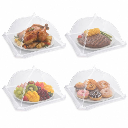 Large Food Cover,6 Pack Mesh Food Tent,17"x17",White Nylon Covers,Pop-Up Umbrella Screen Tents,Patio Net for Outdoor Camping, Picnics, Parties,BBQ,Collapsible and Reusable