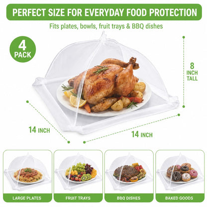 Large Food Cover,6 Pack Mesh Food Tent,17"x17",White Nylon Covers,Pop-Up Umbrella Screen Tents,Patio Net for Outdoor Camping, Picnics, Parties,BBQ,Collapsible and Reusable