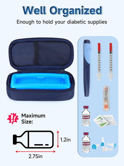 YOUSHARES Insulin Vials Cooler Travel Case - TSA Approved Diabetic Med & peptide Vial Cooling Bag with Protective Ice Brick, Refrigerated Diabetes Supplies Organizer, Small Bottle Carrying Storage