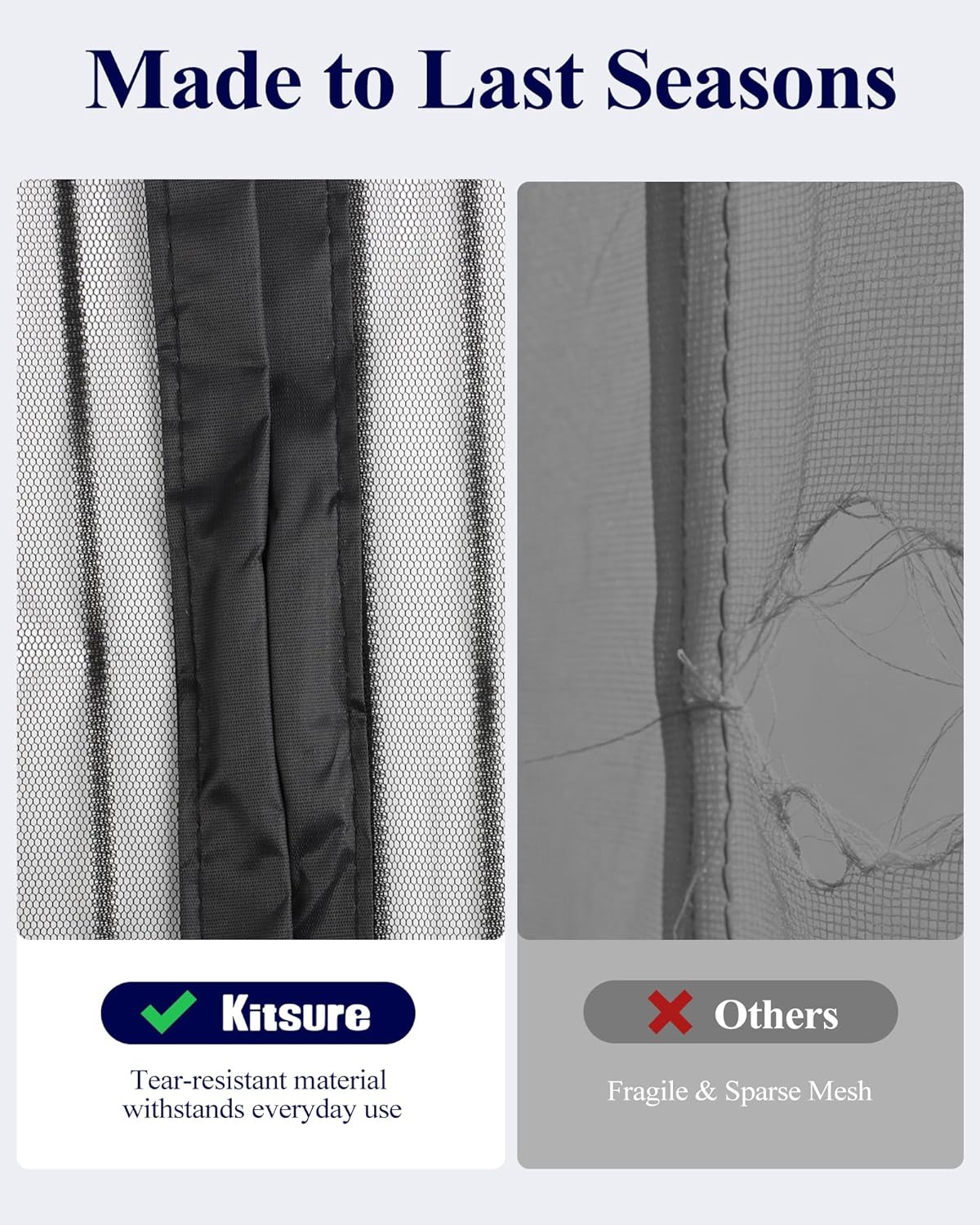 Kitsure Magnetic Screen Door - 38.0'' x 82.0'' Retractable Screen Door Mesh for Entry Door or Sliding Door, Pet & Kid Friendly, Hands-Free Closure Keeps Bugs Out & Lets Breeze in, Stripe Black
