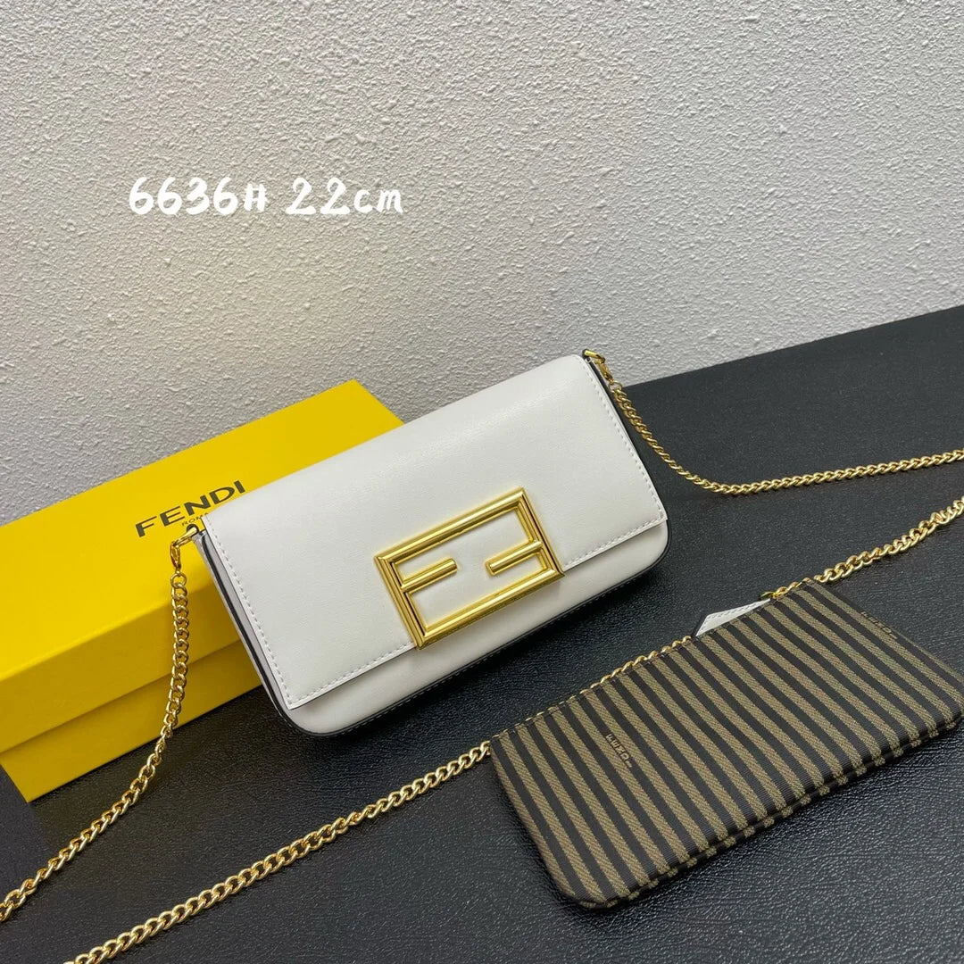 Fendi Wallet on Chain with Pouches White