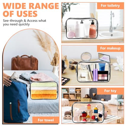 AURUZA Clear Makeup Bag,Portable Travel Toiletry Bags with Zipper, TSA Approved Clear Organizer Bags, PVC Cosmetic Pouch for Airport Airline Compliant