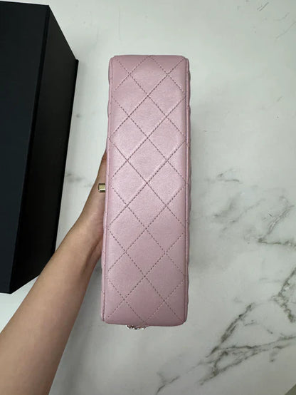 Chanel Classic Double Flap 25 Shoulder Bag Iridescent Pink