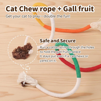 Cat Toys for Indoor Cats, Chew Ropes 3Pcs & Silvervine Stick 1Pcs with Gall Fruit, Refillable Catnip, Interactive Kitten Toys & Teething Toys, Safe Teeth Cleaning for All Breeds (19.5 Inches)