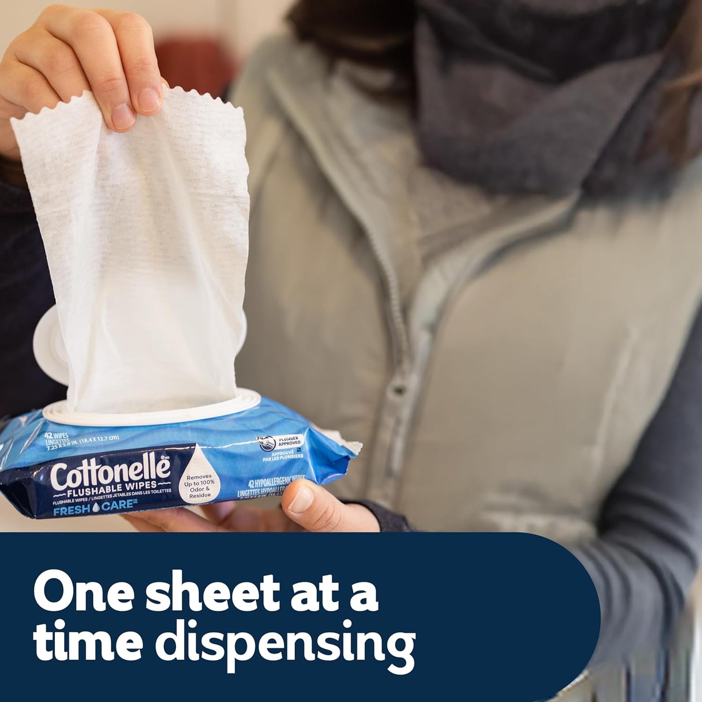Cottonelle Fresh Care Flushable Wet Wipes, Adult Wet Wipes, 4 Flip-Top Packs, 42 Wipes Per Pack (168 Total Wipes), Packaging May Vary