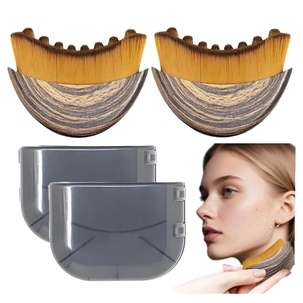 2 PCS Lymphatic Contour Face Brush for Sculpting – Anti-Puffiness, Detox & Lift, Improves Skin Glow & Absorption (2 Pcs Contour Face Brush)