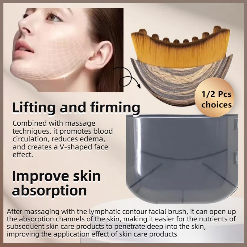 2 PCS Lymphatic Contour Face Brush for Sculpting – Anti-Puffiness, Detox & Lift, Improves Skin Glow & Absorption(2 Pcs Contour Face Brush)