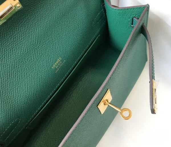 Herm猫s Kelly Pochette Mini Bag Green
