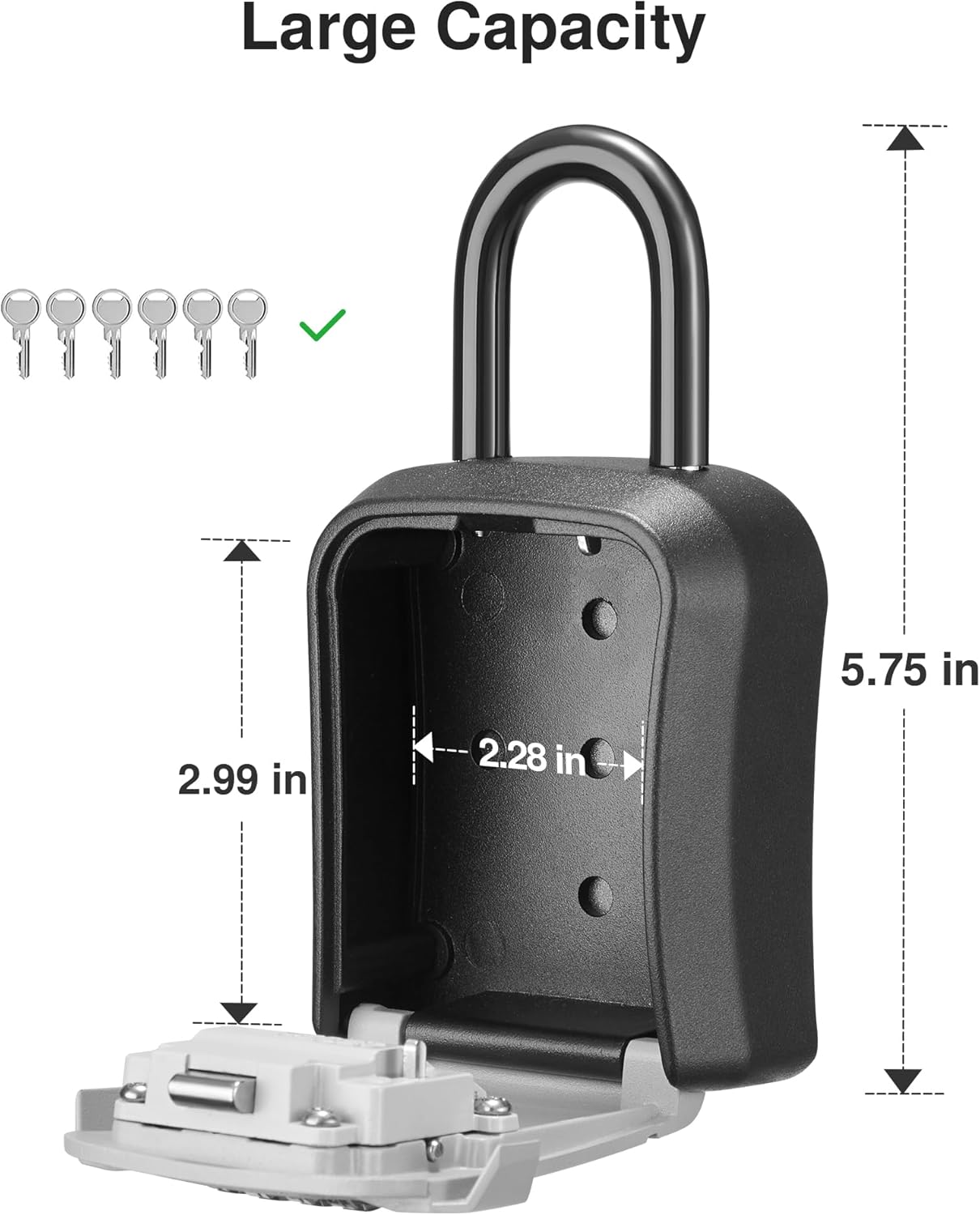 Puroma Lock Box, Key Lock Box Wall Mount & Portable Combination Lockbox with Resettable Code, Security Lockbox for Outside House Keys, Apartment Realtors Spare Keys Storage (1 Pack, Gray)