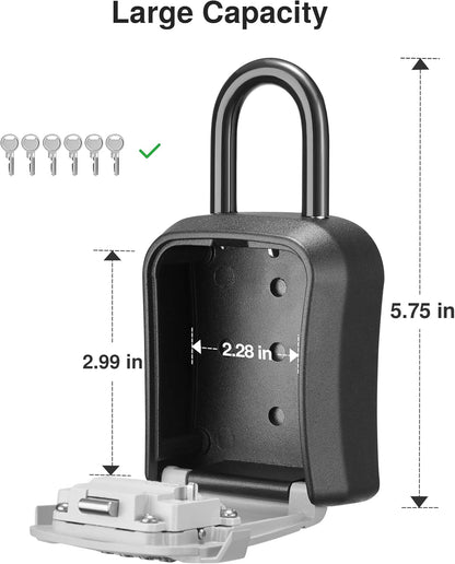 Puroma Lock Box, Key Lock Box Wall Mount & Portable Combination Lockbox with Resettable Code, Security Lockbox for Outside House Keys, Apartment Realtors Spare Keys Storage (1 Pack, Gray)