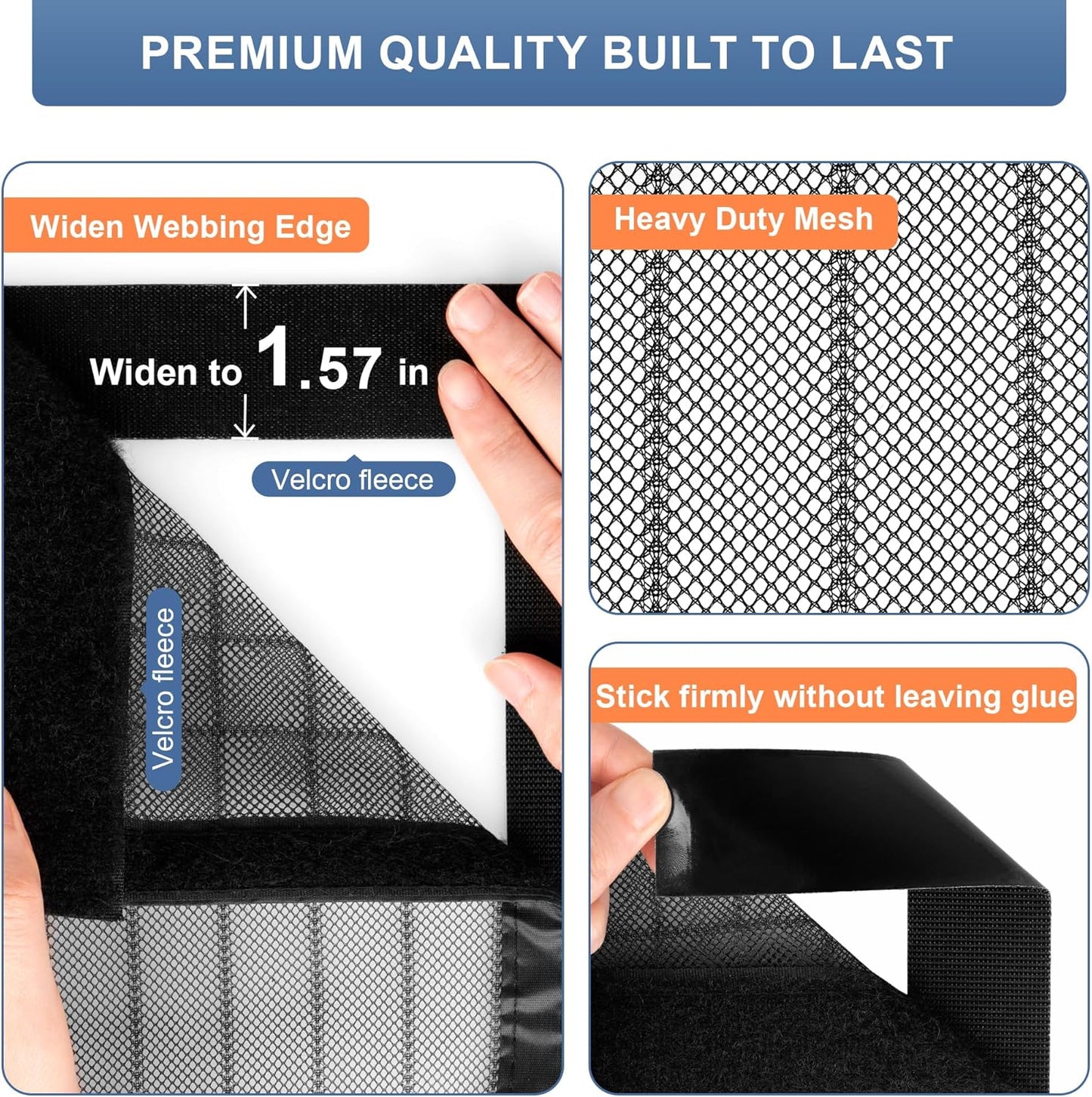 METAONLY Magnetic Screen Door Mesh, Works for Patio, Sliding Door, Keeps Bug Mosquito Out, Fresh Air Flow, Fits 36" x 80" Door - Curtain Size 38" x 82", Black