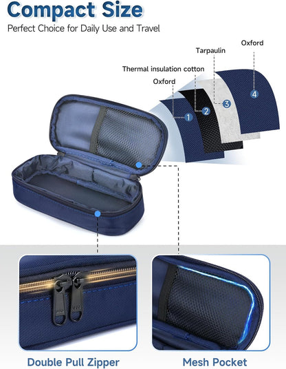 YOUSHARES Insulin Vials Cooler Travel Case - TSA Approved Diabetic Med & peptide Vial Cooling Bag with Protective Ice Brick, Refrigerated Diabetes Supplies Organizer, Small Bottle Carrying Storage
