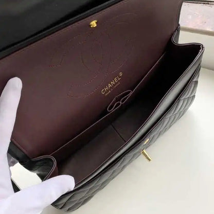 Chanel Classic Double Flap 30 Shoulder Bag Black Golden Hardware