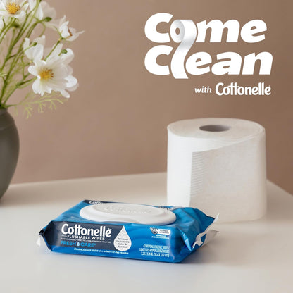Cottonelle Fresh Care Flushable Wet Wipes, Adult Wet Wipes, 4 Flip-Top Packs, 42 Wipes Per Pack (168 Total Wipes), Packaging May Vary
