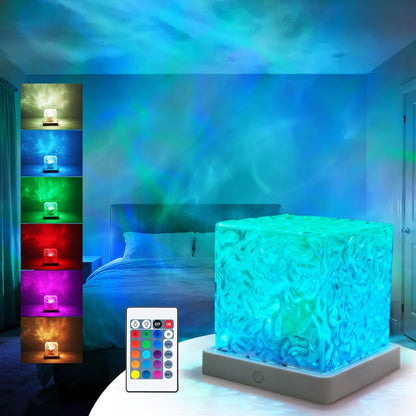 Ocean Wave Projector Light, 16 Colors Galaxy Projector Night Light Water Ripple Lamp Ambient Lighting with Remote Control, Mood Lights for Bedroom Shower Office Bar Game Room Kids Gifts