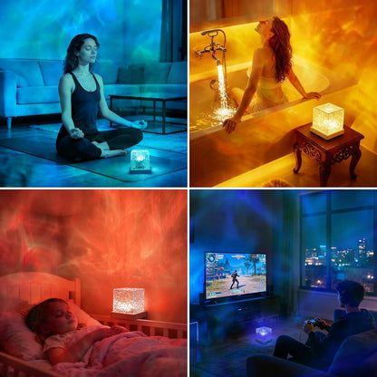 Ocean Wave Projector Light, 16 Colors Galaxy Projector Night Light Water Ripple Lamp Ambient Lighting with Remote Control, Mood Lights for Bedroom Shower Office Bar Game Room Kids Gifts