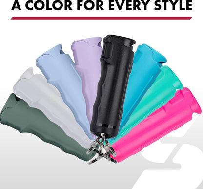 SABRE Pepper Spray with Fast Flip Top Safety & Snap‑Clip Keychain for Self Defense - Maximum Police Strength OC with UV Marking Dye, Finger Grip, 10‑Sec. Spray, 14-ft Range, Made in USA, 0.54 fl oz