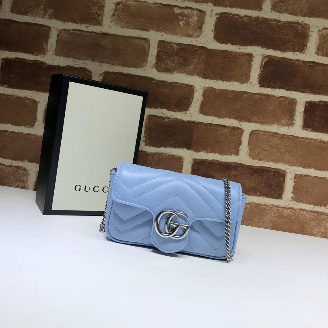 Gucci GG Marmont Matelass茅 Shoulder Bag Sky Blue