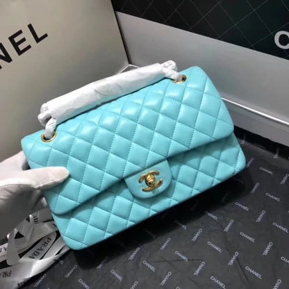 Chanel Classic Double Flap 25 Shoulder Bag Sky Blue