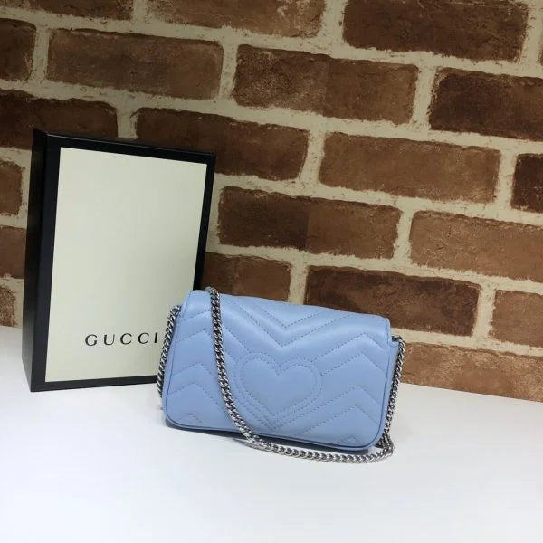 Gucci GG Marmont Matelass茅 Shoulder Bag Sky Blue