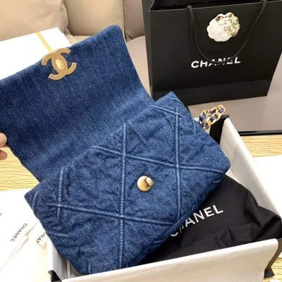 Chanel 19 Denim Flap Bag Blue