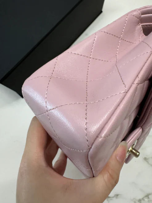 Chanel Classic Double Flap 25 Shoulder Bag Iridescent Pink