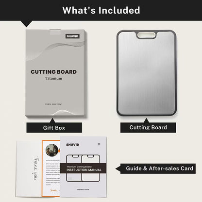 Titanium Cutting Board, Double Sided Cutting Boards for kitchen, Pure Titanium and Wheat Straw PP, Food-Grade, non Toxic - Easy to Clean