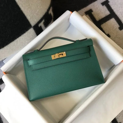 Herm猫s Kelly Pochette Mini Bag Green