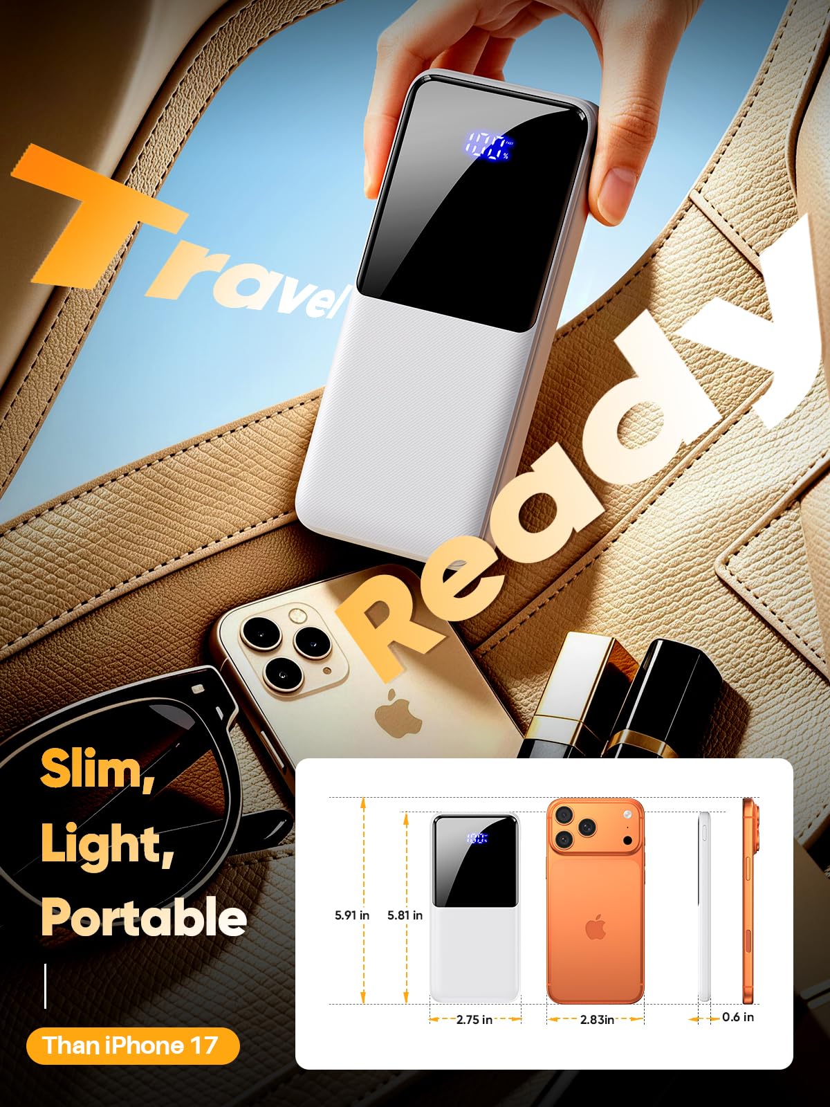Portable Charger Power Bank, 50% Larger Capacity 15000mAh Battery Pack with Built in Cable, 22.5W Fast Charging Travel Camping Essential Powerbank for iPhone 17 16 Pro iPad Samsung S26 Google etc