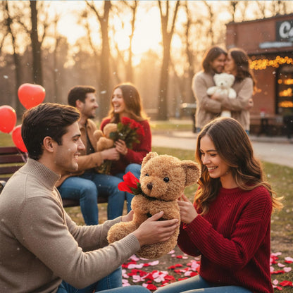 Civaner Bear Stuffed Animal Gift with Rose Funny Cute Bear Stuffed Animal Plush Gift for Mother Day Mom Birthday Wedding Christmas, 11.8 Inches(Beige)