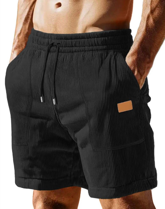 Sailwind Men's Casual Corduroy Shorts Lightweight Elastic Waist Drawstring Summer Beach Shorts