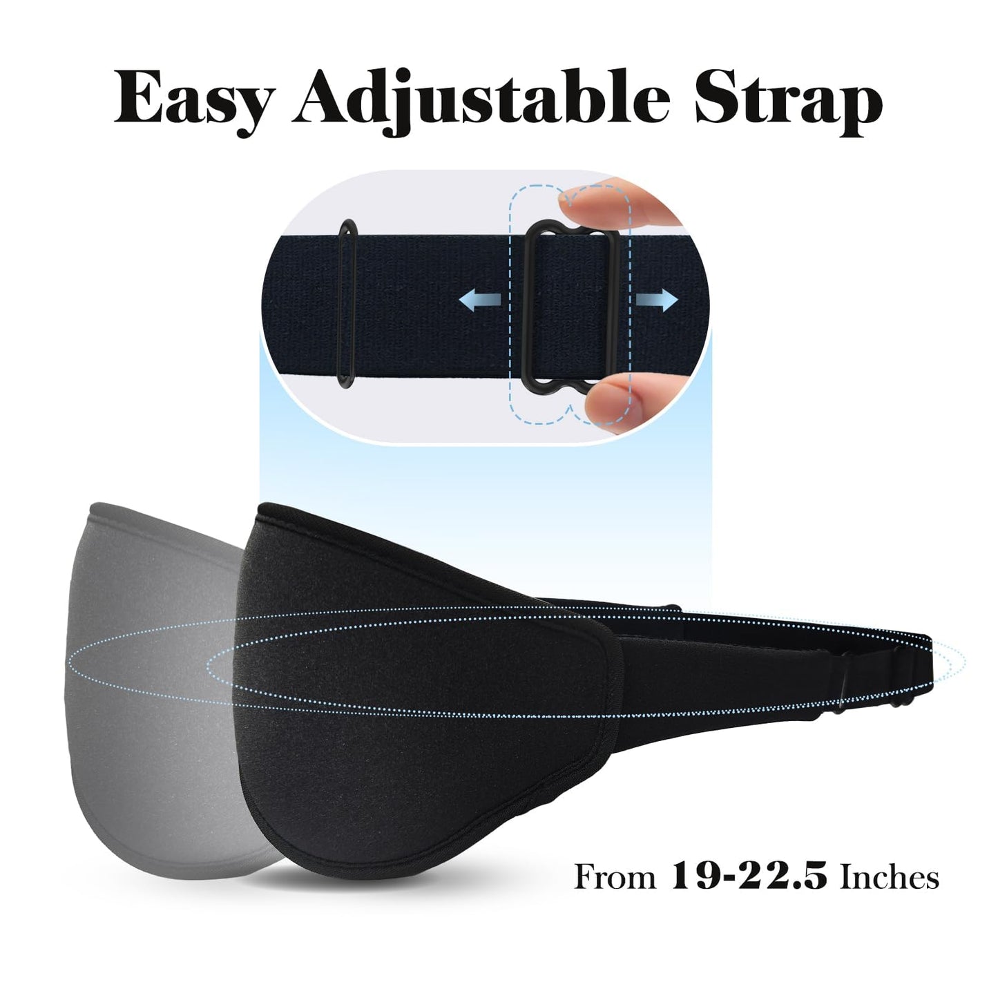 3D Eye Mask Sleep Mask for Men & Women, 100% Pressure-Free & Light Block-Out Eye Mask for Sleep with Easy Adjustable Strap, Night Eye Cover for Travel, Black