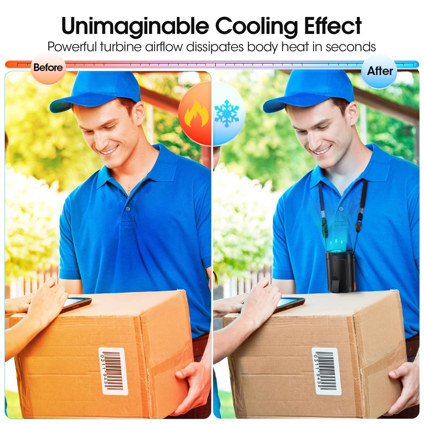 2026 AI Portable Fan Rechargeable, 4-Speed Strong Airflow, Personal Waist Fan with up to 25H of Working Time, Hands-Free Hanging Neck Fan, Wearable Belt Fan for Camping, Outdoor, Jobsite