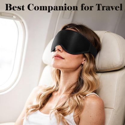 3D Eye Mask Sleep Mask for Men & Women, 100% Pressure-Free & Light Block-Out Eye Mask for Sleep with Easy Adjustable Strap, Night Eye Cover for Travel, Black