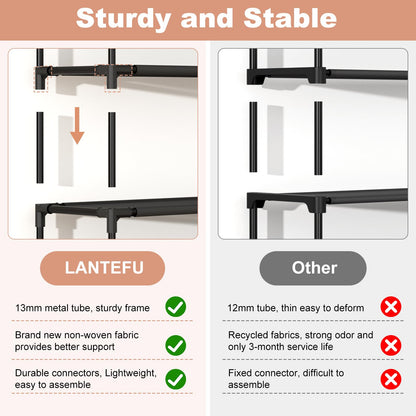 LANTEFUL 10 Tiers Tall Shoe Rack 20-25 Pairs Boots Organizer Storage Sturdy Narrow Shoe Shelf for Entryway, Closets with Hooks, Black