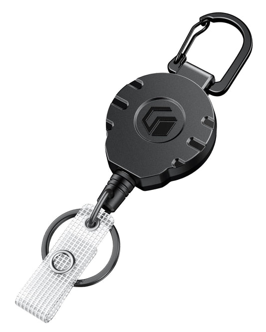 Uniclife Retractable Keychain Heavy Duty Carabiner Badge Holder Tactical ID Badge Reel for up to 8 oz with Stainless Steel Spring Coil 31.5 Inch Steel Wire Rope Retractable Lanyard Clip and Key Ring