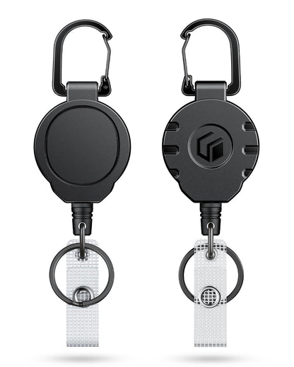 Uniclife Retractable Keychain Heavy Duty Carabiner Badge Holder Tactical ID Badge Reel for up to 8 oz with Stainless Steel Spring Coil 31.5 Inch Steel Wire Rope Retractable Lanyard Clip and Key Ring