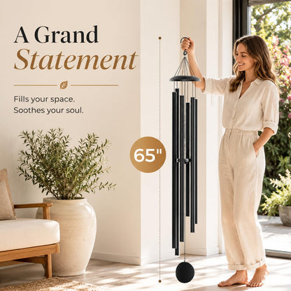 FSVGYY Wind-Chimes-Outdoor-Large-Decor, Deep Tone Soothing Melodic Tones Windchimes, Wind Chimes for Outside, Memorial Wind Chime Best Gift for Mom Women Grandma Neighbors（32" Black）