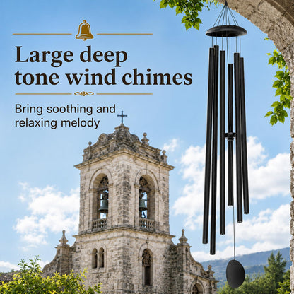 FSVGYY Wind-Chimes-Outdoor-Large-Decor, Deep Tone Soothing Melodic Tones Windchimes, Wind Chimes for Outside, Memorial Wind Chime Best Gift for Mom Women Grandma Neighbors（32" Black）