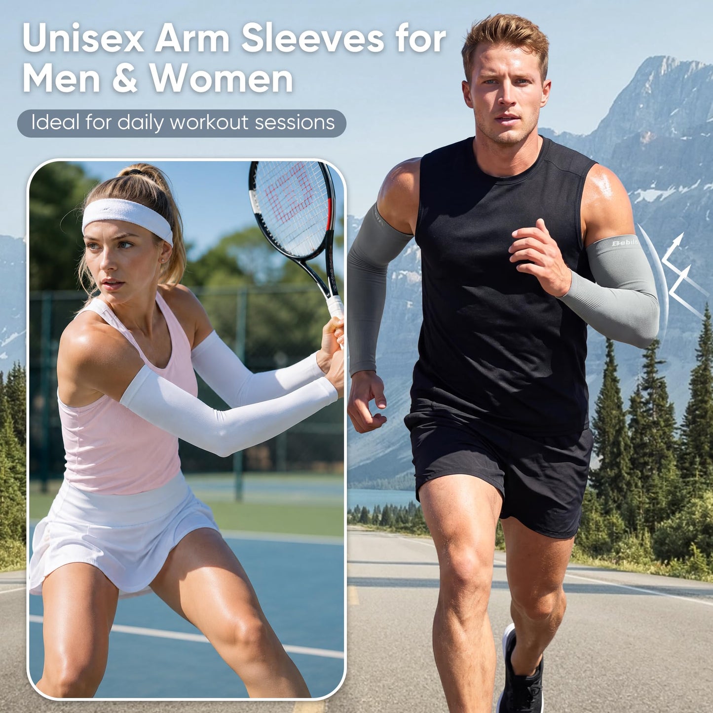Arm Sleeves for Men Women, UV Sun Protection Cooling Compression Outdoor