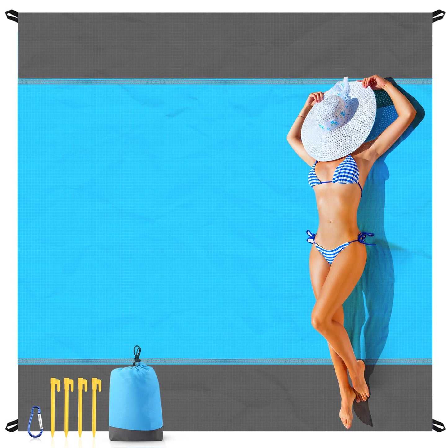 EASYFUN Beach Blanket Sandproof Oversized, 79''×83'' Extra Large Beach Mat, Portable Picnic Mat for Travel Camping Hiking, Lightweight Beach...