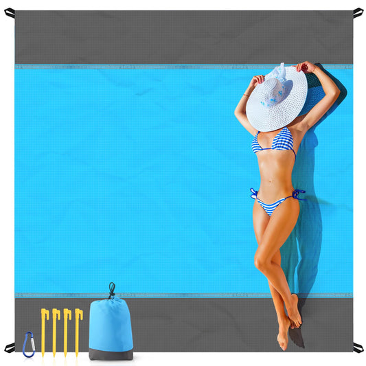 EASYFUN Beach Blanket Sandproof Oversized, 79''×83'' Extra Large Beach Mat, Portable Picnic Mat for Travel Camping Hiking, Lightweight Beach...