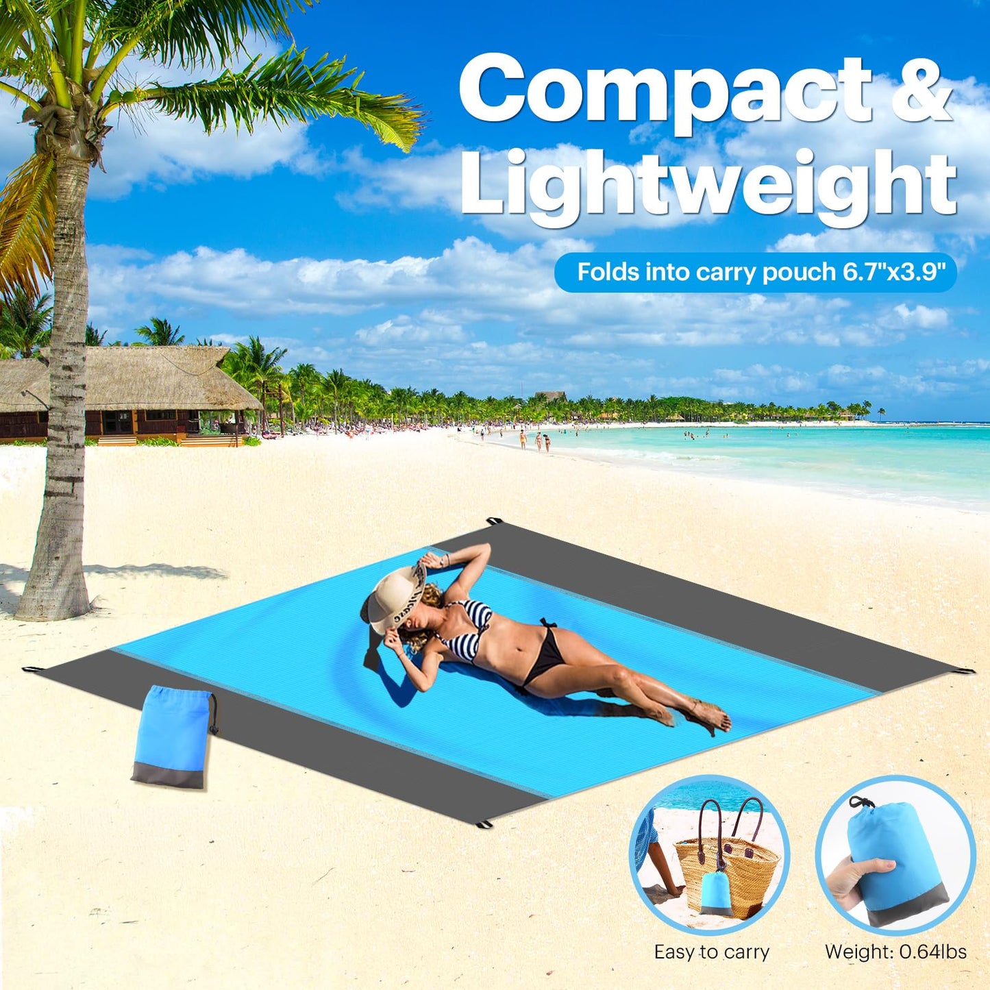 EASYFUN Beach Blanket Sandproof Oversized, 79''×83'' Extra Large Beach Mat, Portable Picnic Mat for Travel Camping Hiking, Lightweight Beach...