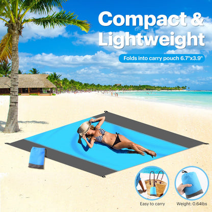 EASYFUN Beach Blanket Sandproof Oversized, 79''×83'' Extra Large Beach Mat, Portable Picnic Mat for Travel Camping Hiking, Lightweight Beach...