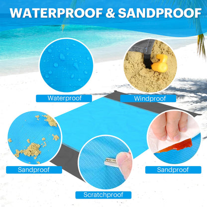 EASYFUN Beach Blanket Sandproof Oversized, 79''×83'' Extra Large Beach Mat, Portable Picnic Mat for Travel Camping Hiking, Lightweight Beach...